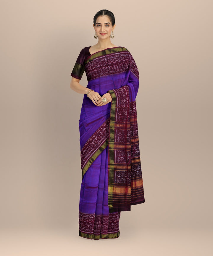 Purple maroon silk handwoven patola saree