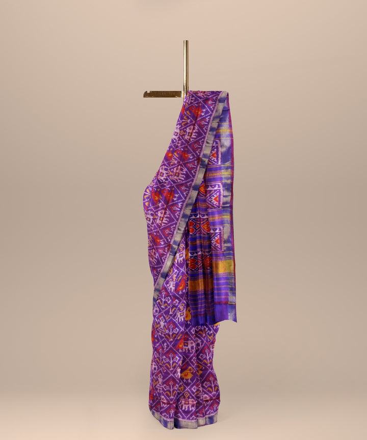 Purple golden silk handwoven patola saree