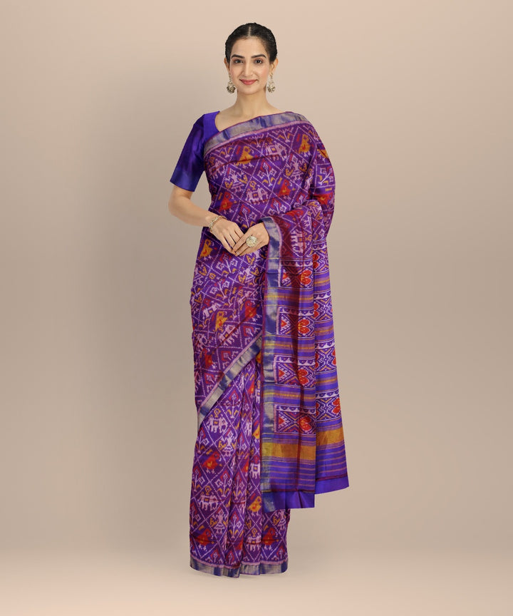 Purple golden silk handwoven patola saree