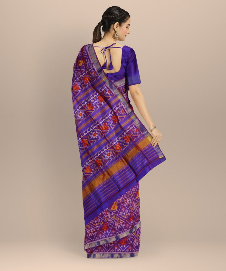 Purple golden silk handwoven patola saree