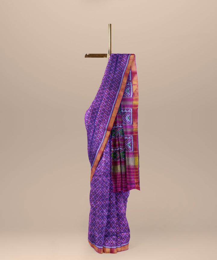 Purple pink silk handwoven patola saree