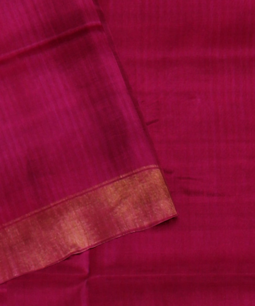 Pink brown silk handwoven patola saree