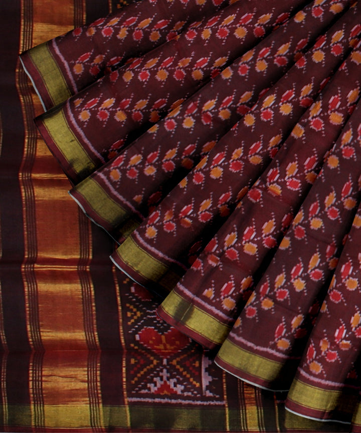 Maroon red handwoven patola silk saree