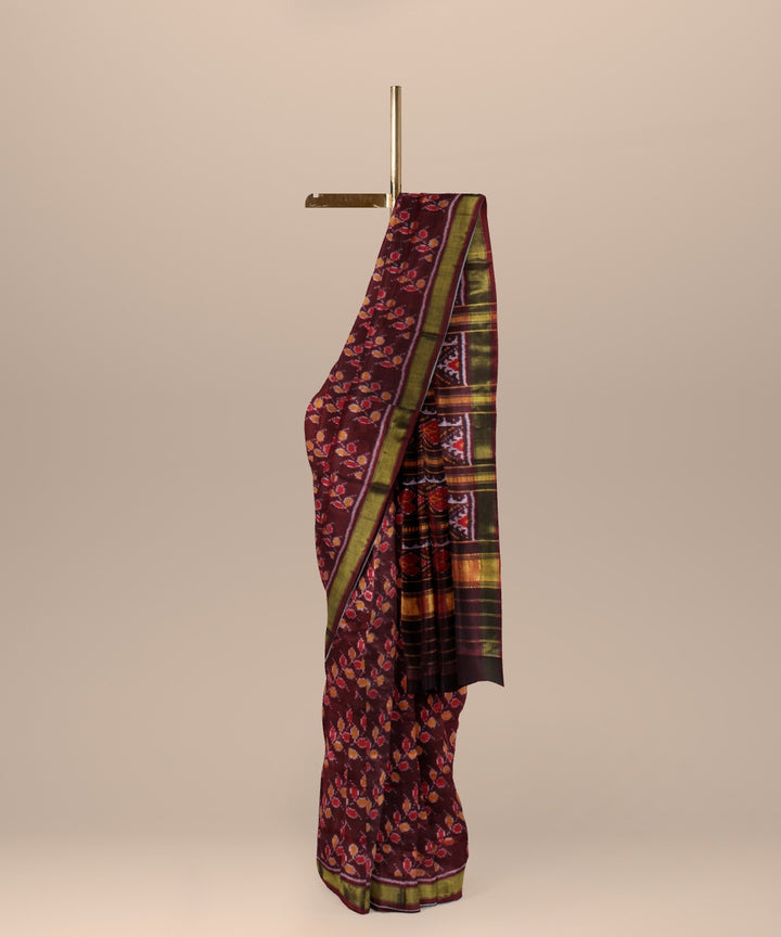 Maroon red handwoven patola silk saree