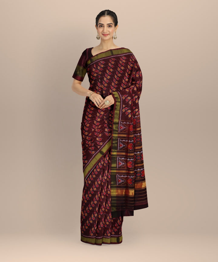 Maroon red handwoven patola silk saree