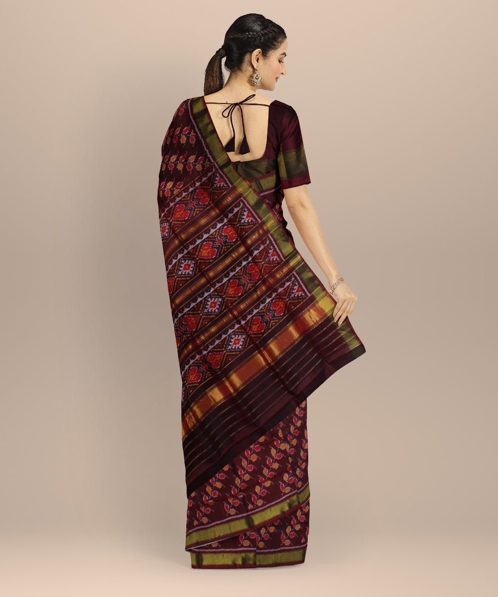 Maroon red handwoven patola silk saree