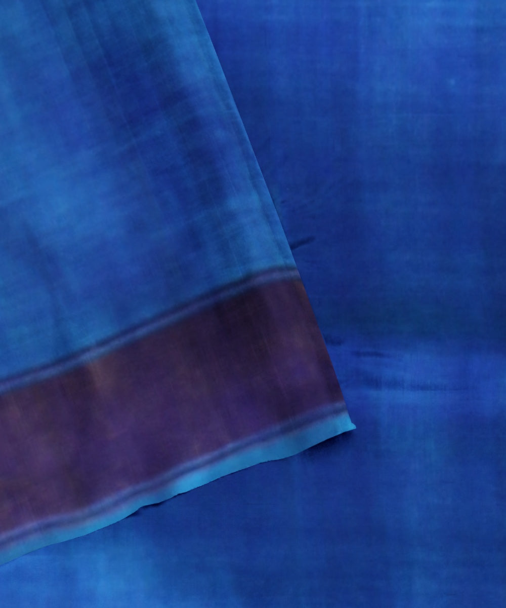 Sky blue beige silk handwoven patola saree