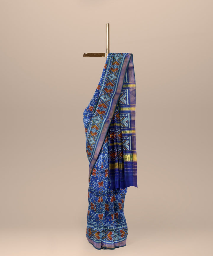 Navy blue golden silk handwoven patola saree