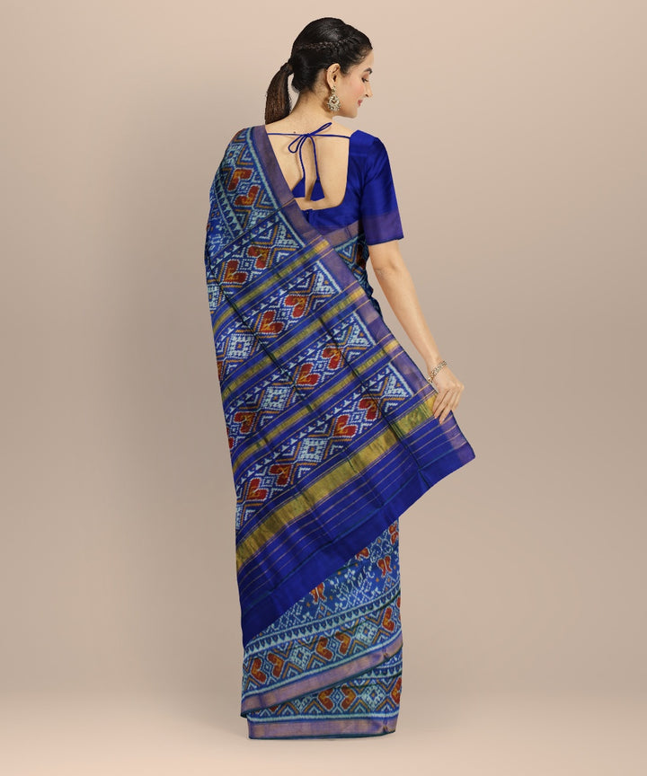 Navy blue golden silk handwoven patola saree
