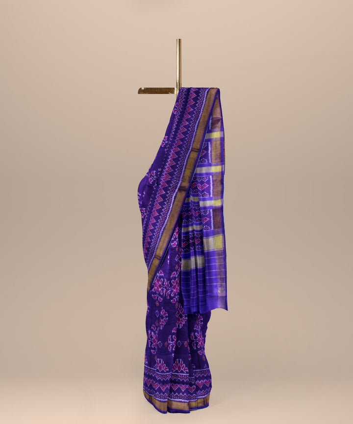 Purple beige silk handwoven patola saree