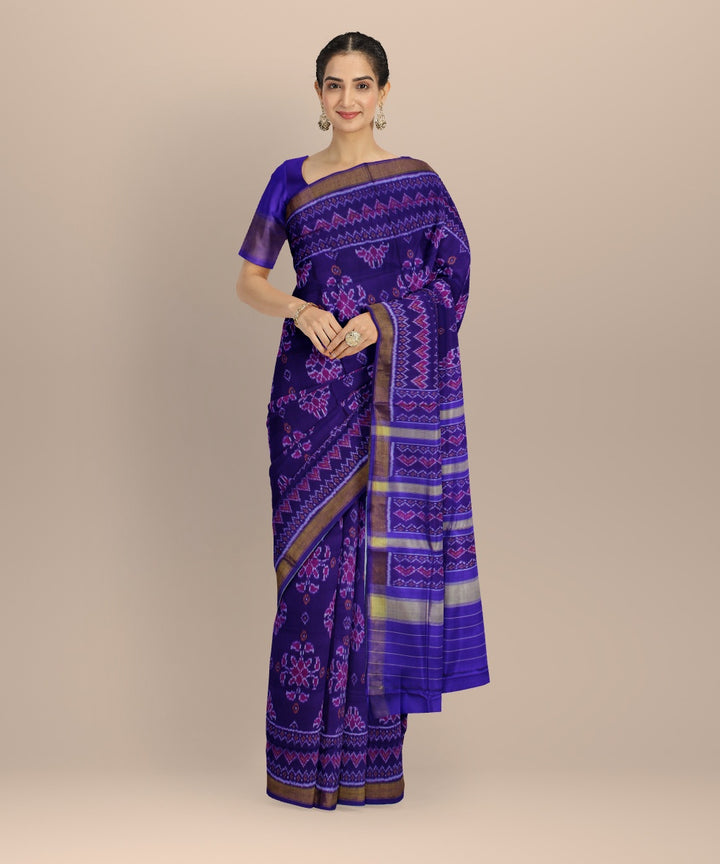 Purple beige silk handwoven patola saree