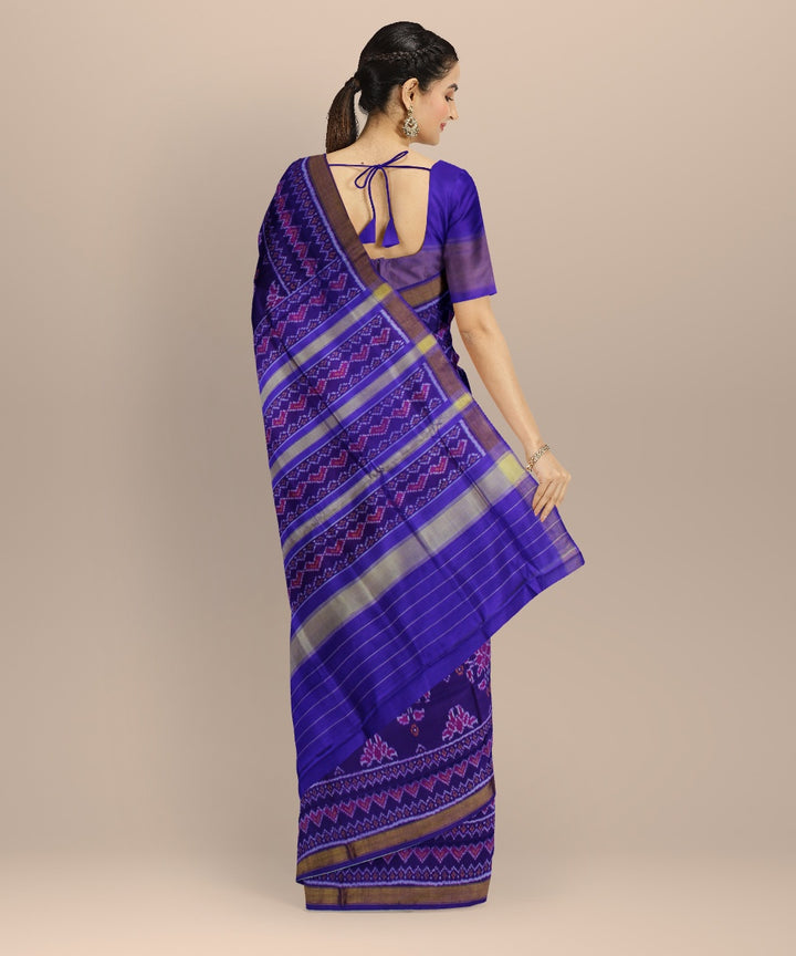 Purple beige silk handwoven patola saree