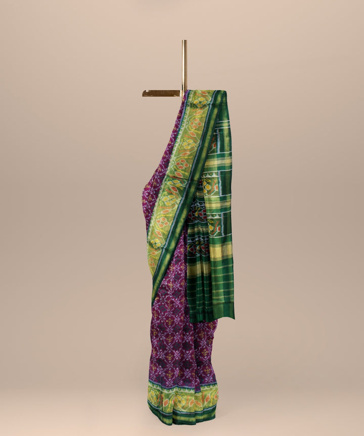 Purple green silk handwoven patola saree