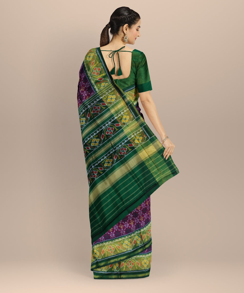 Purple green silk handwoven patola saree