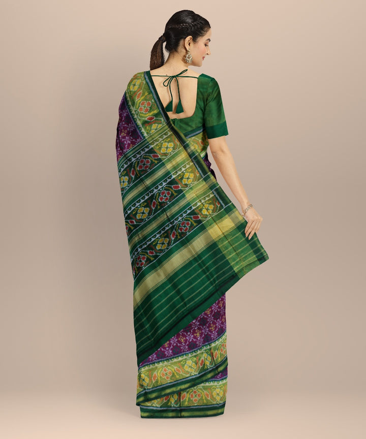Purple green silk handwoven patola saree