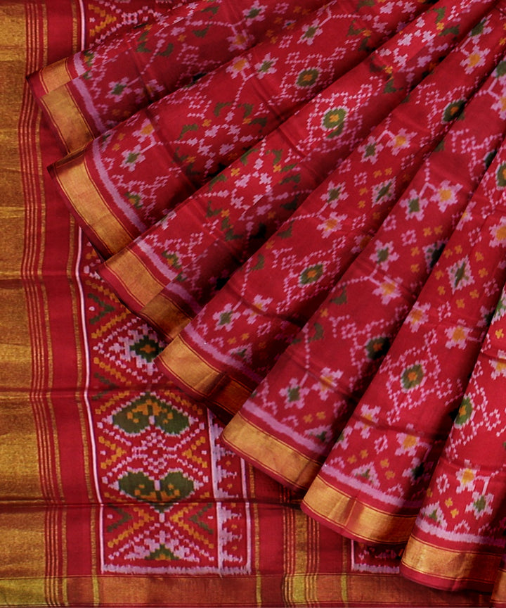 Red golden silk handwoven patola saree