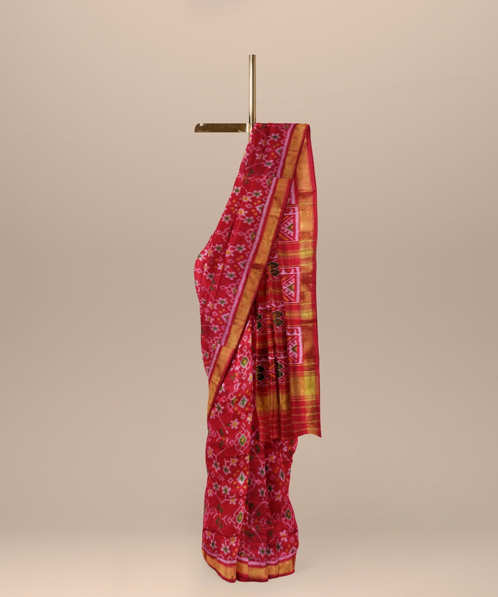 Red golden silk handwoven patola saree