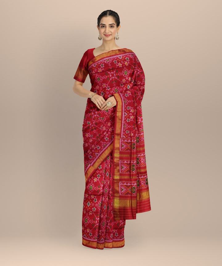 Red golden silk handwoven patola saree