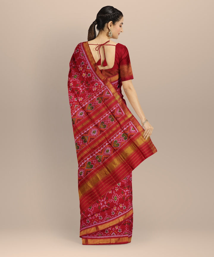 Red golden silk handwoven patola saree