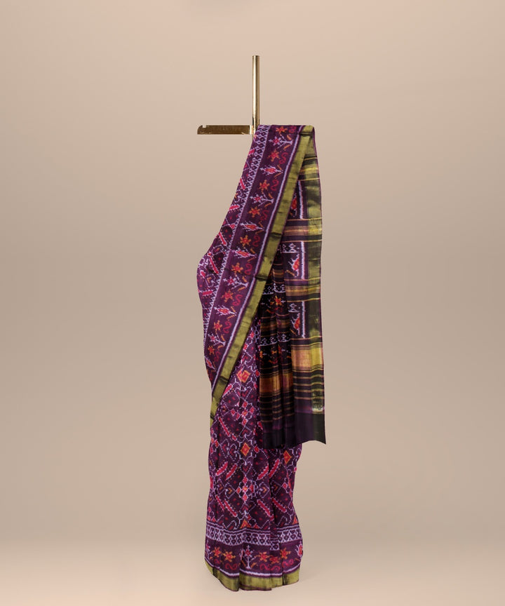 Maroon purple silk handwoven patola saree