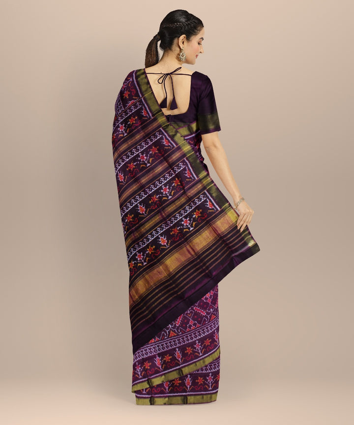 Maroon purple silk handwoven patola saree