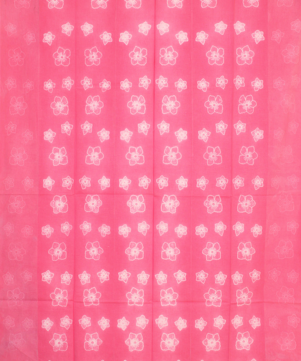Pink offwhite handwoven cotton shibori kurta material