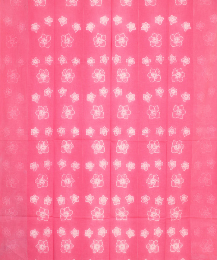Pink offwhite handwoven cotton shibori kurta material