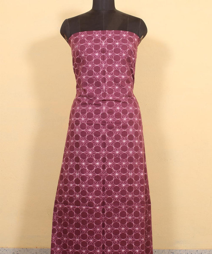 Magenta offwhite handwoven cotton shibori kurta material