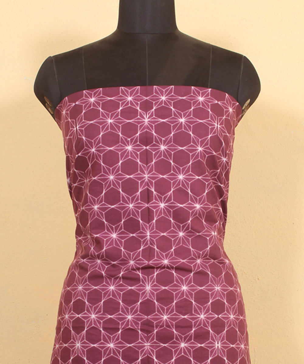 Magenta offwhite handwoven cotton shibori kurta material