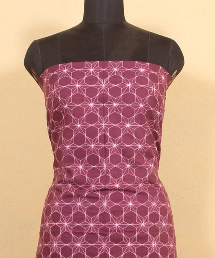 Magenta offwhite handwoven cotton shibori kurta material