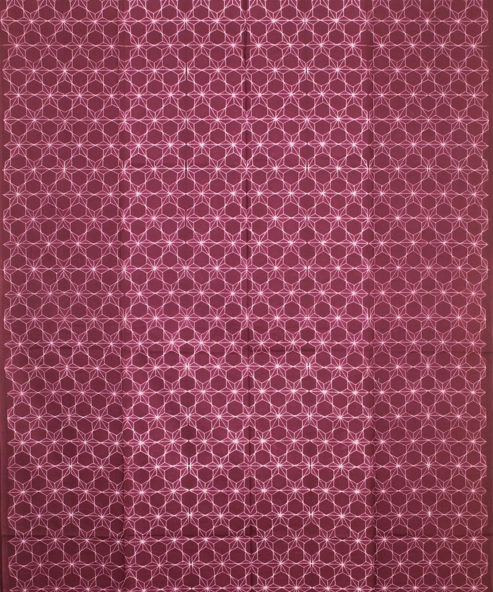 Magenta offwhite handwoven cotton shibori kurta material
