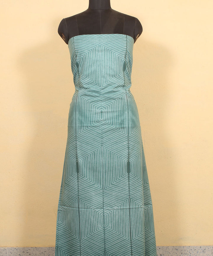 Light green handwoven shibori cotton kurta material