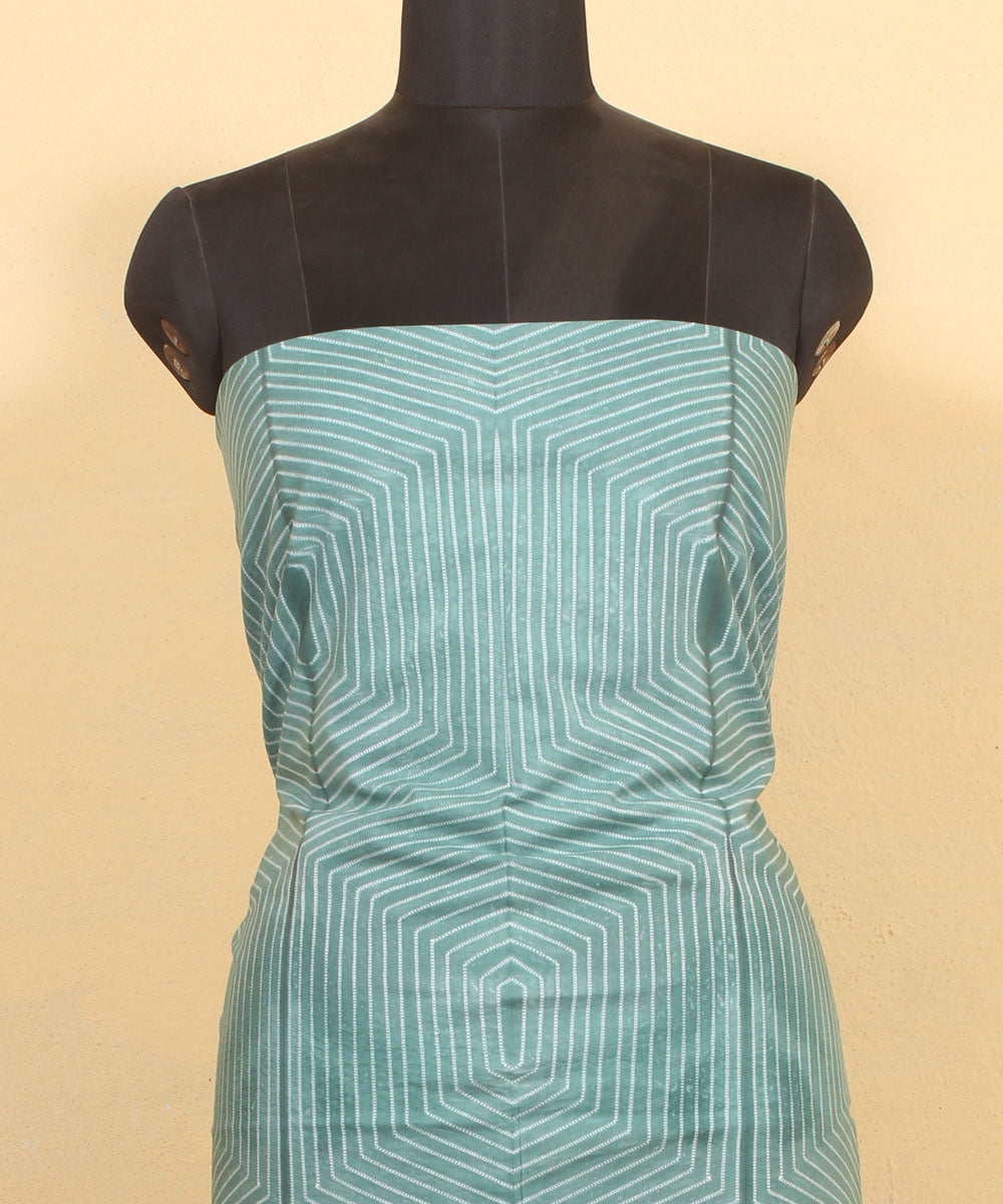 Light green handwoven shibori cotton kurta material