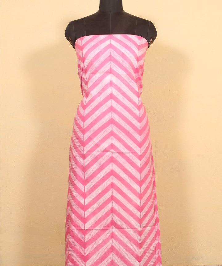 Pink white handwoven cotton shibori kurta material