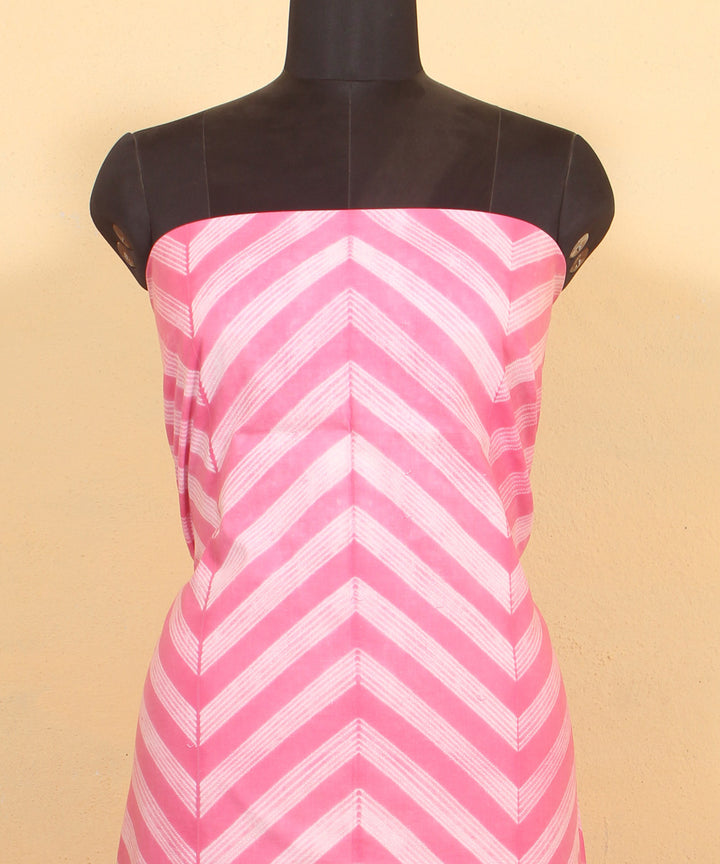 Pink white handwoven cotton shibori kurta material