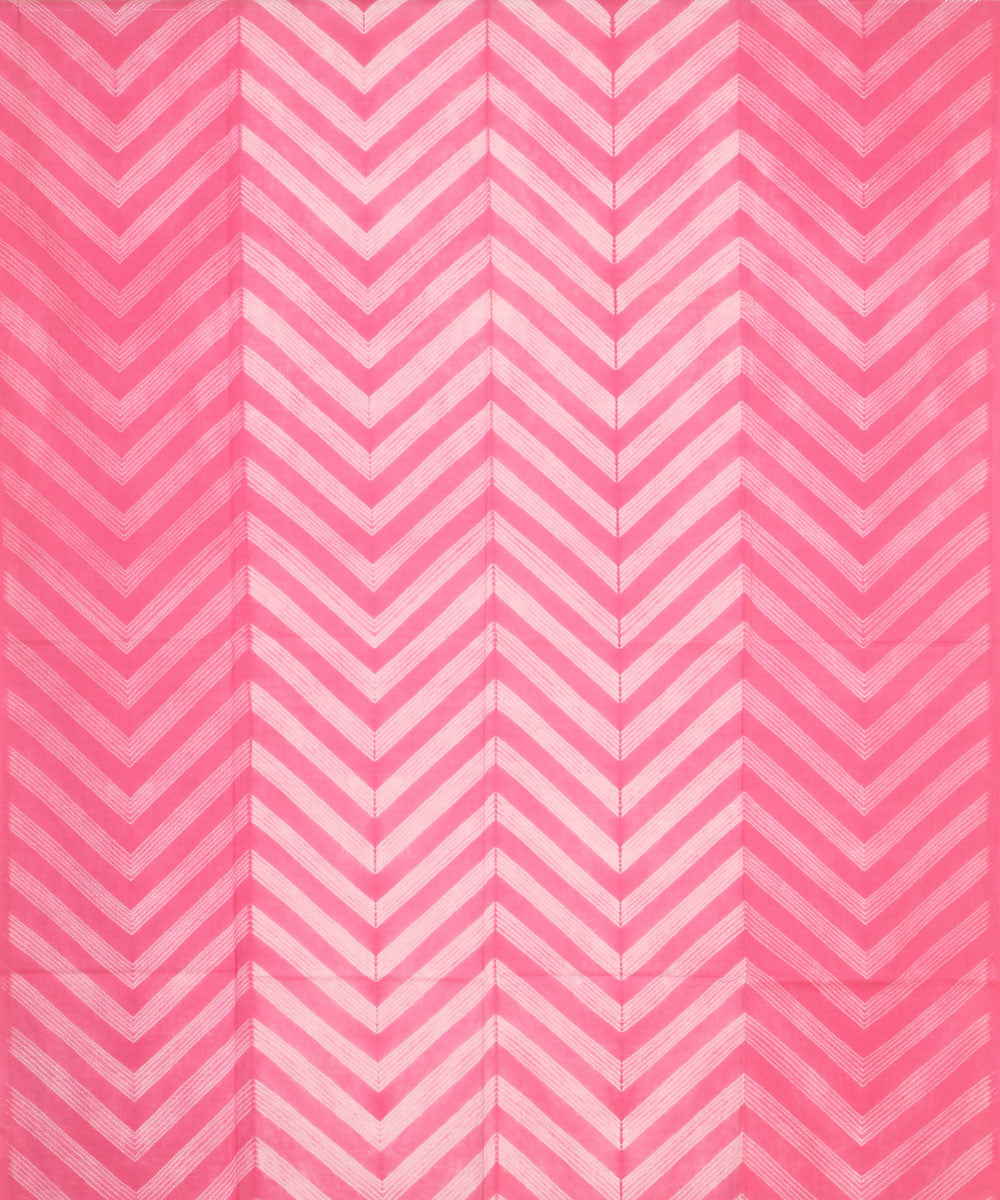 Pink white handwoven cotton shibori kurta material