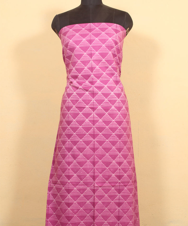 Pink handwoven shibori cotton kurta material