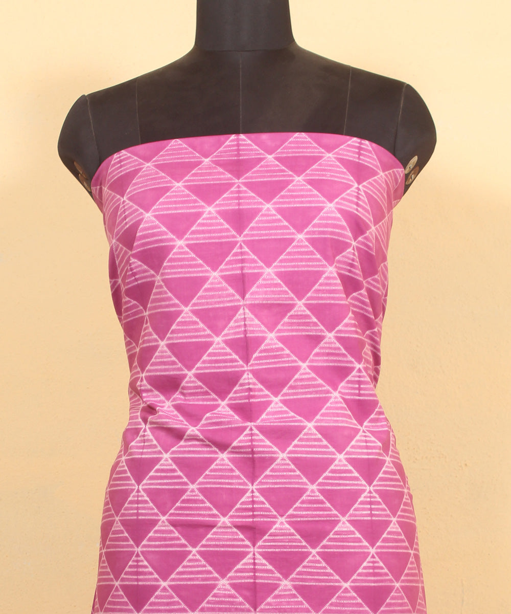 Pink handwoven shibori cotton kurta material