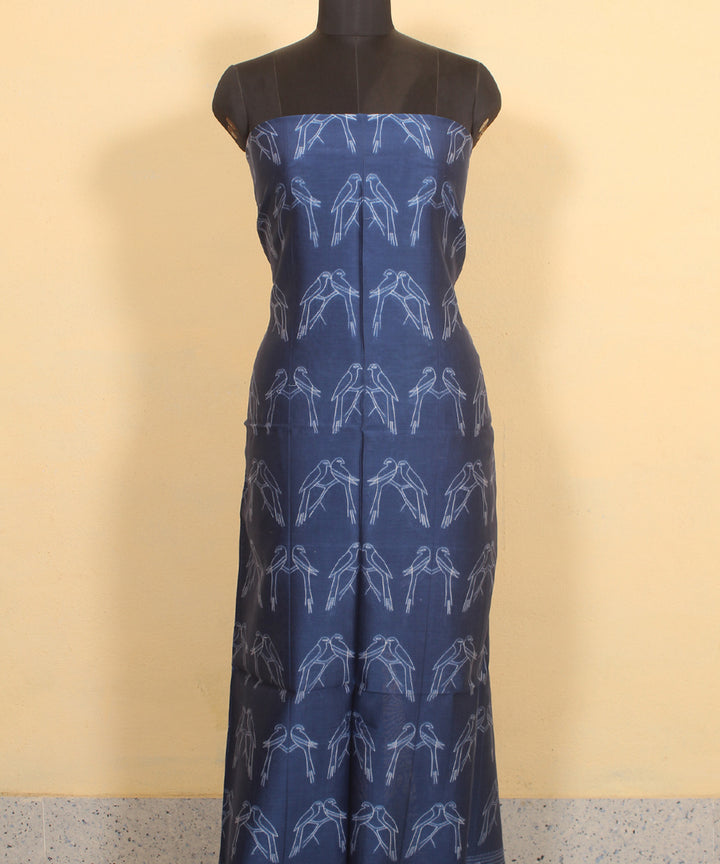 Navy blue handwoven shibori cotton silk kurta material
