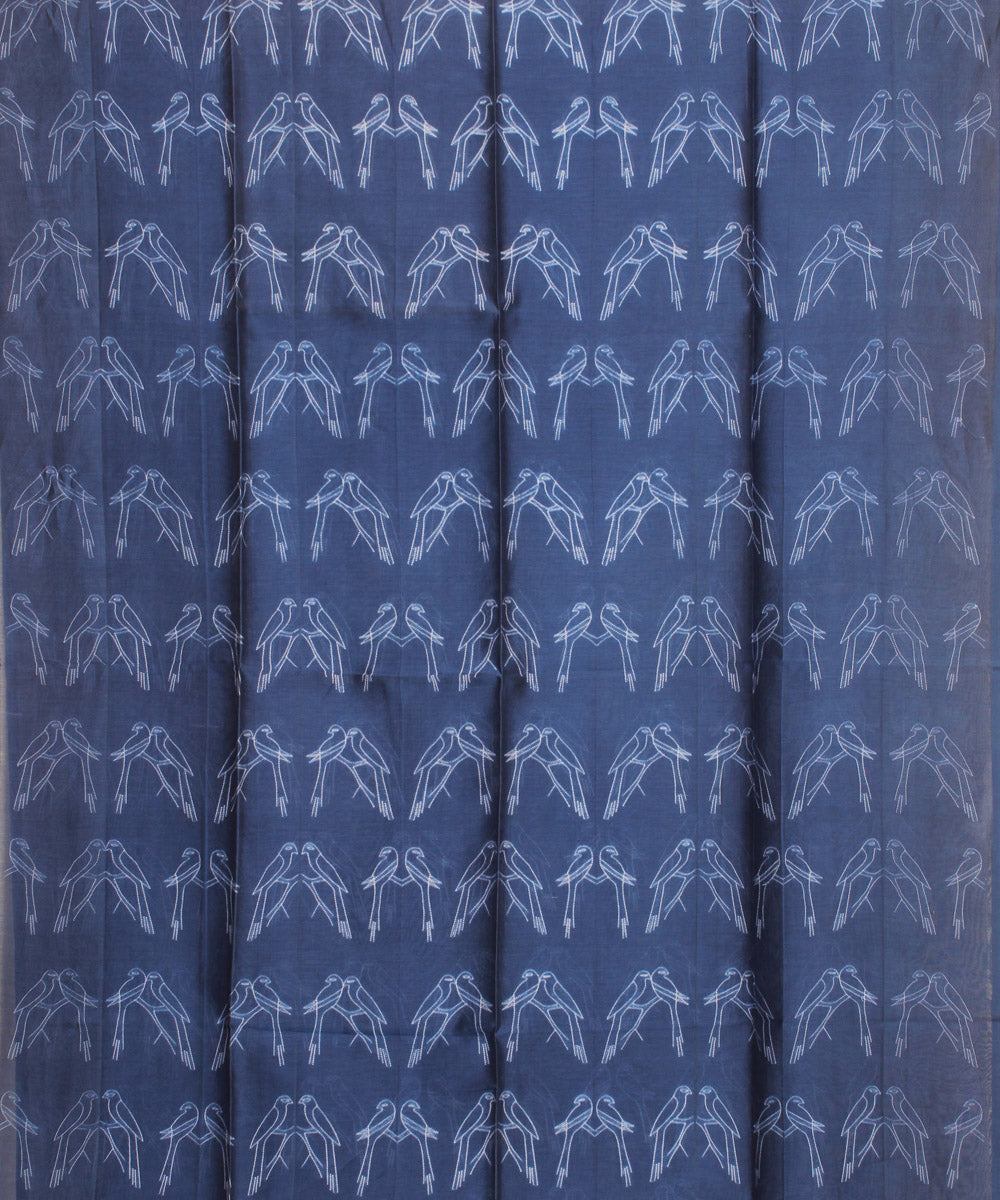 Navy blue handwoven shibori cotton silk kurta material