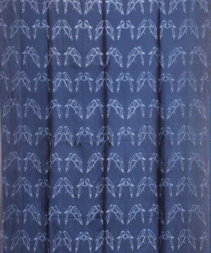 Navy blue handwoven shibori cotton silk kurta material