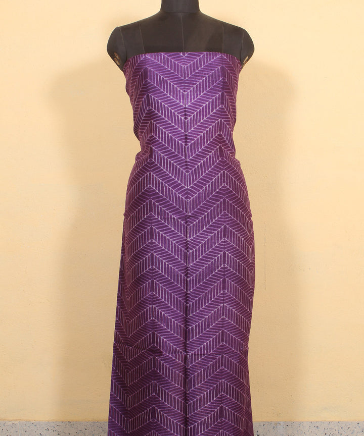 Violet handwoven cotton silk shibori kurta material
