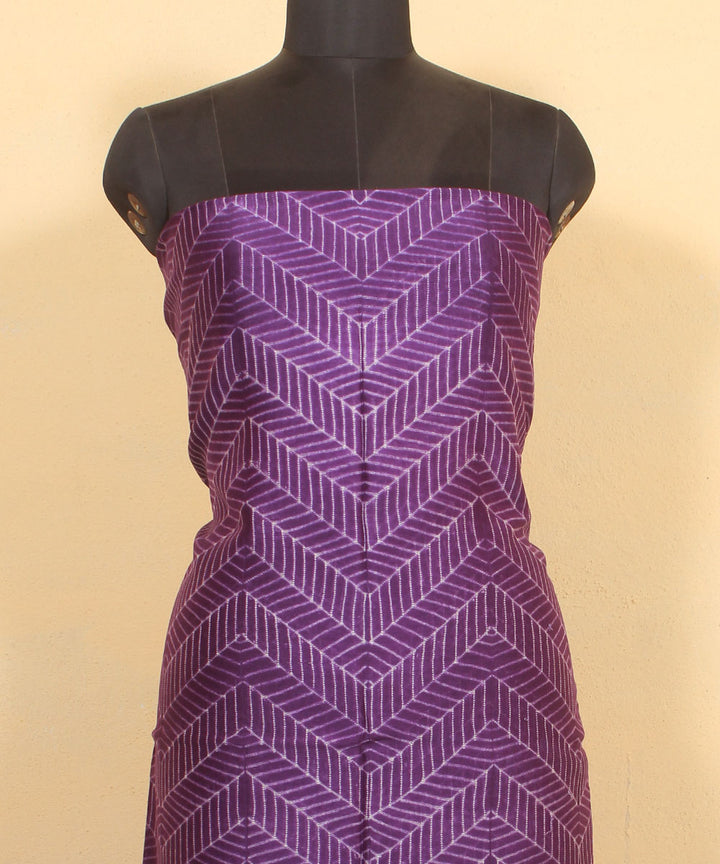 Violet handwoven cotton silk shibori kurta material