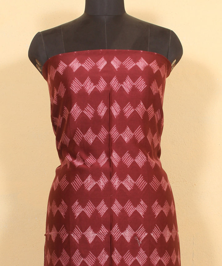 Maroon cotton silk handwoven shibori kurta material