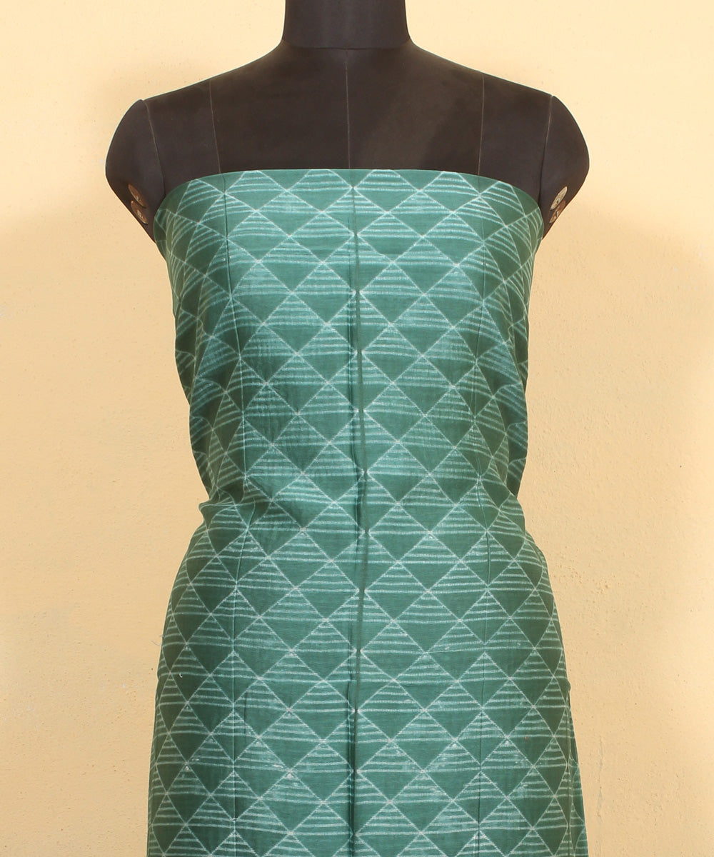 Green cotton silk shibori handwoven kurta material