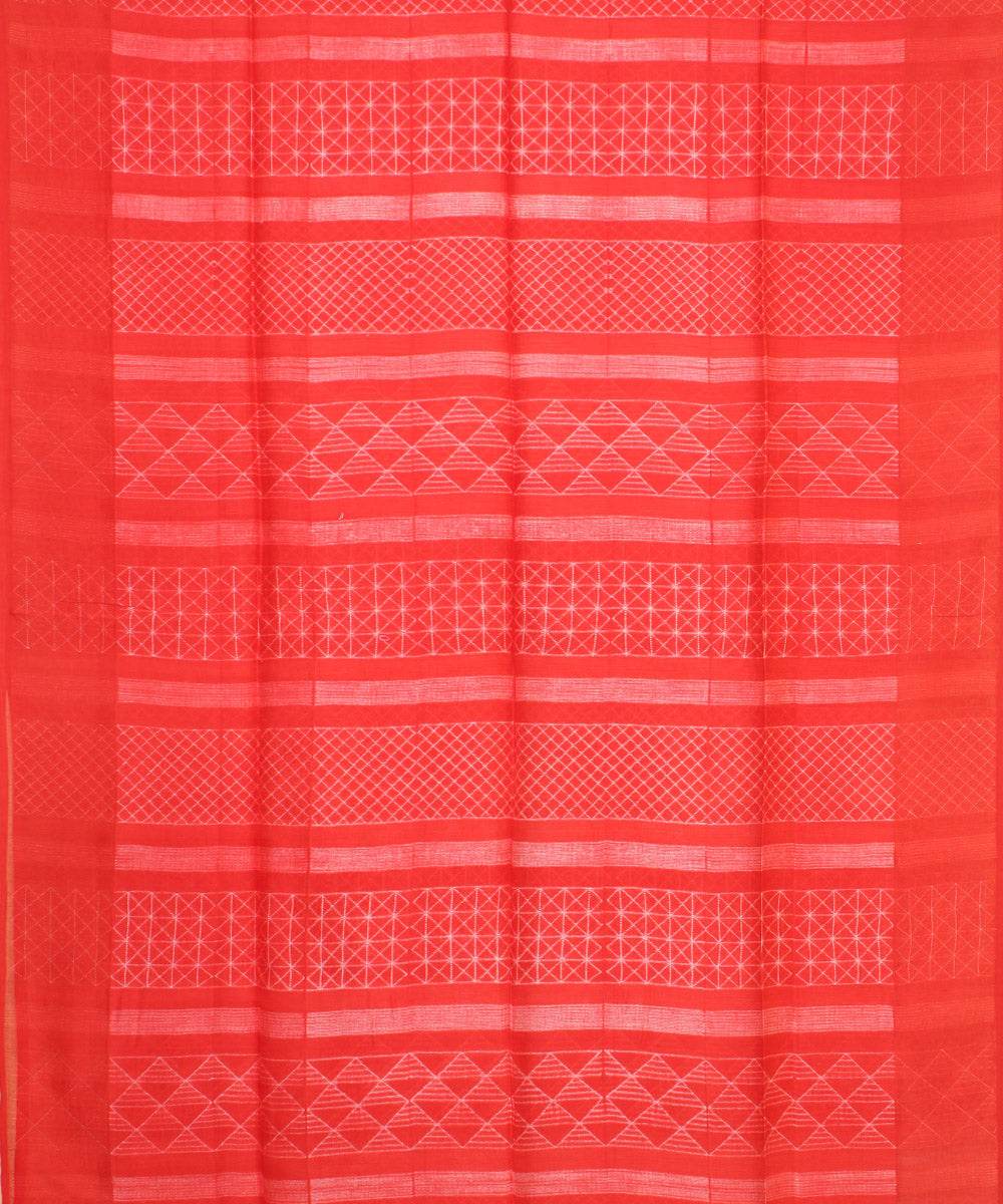 Orange cotton silk handwoven shibori kurta material