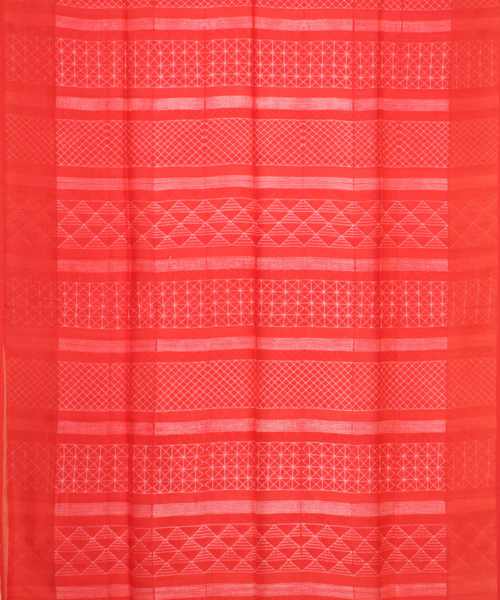 Orange cotton silk handwoven shibori kurta material