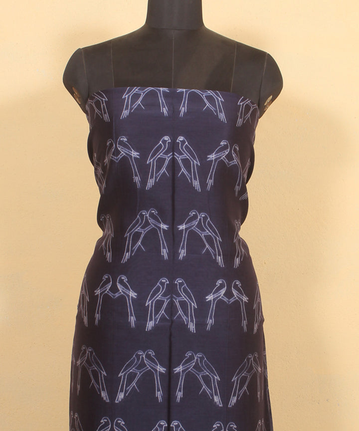 Navy blue shibori handwoven cotton silk kurta material