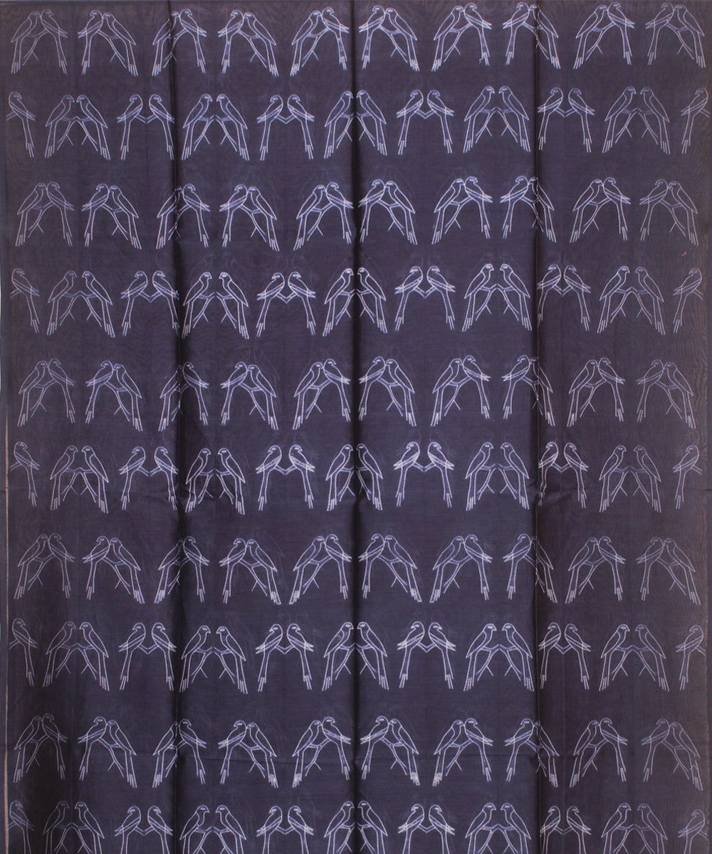 Navy blue shibori handwoven cotton silk kurta material