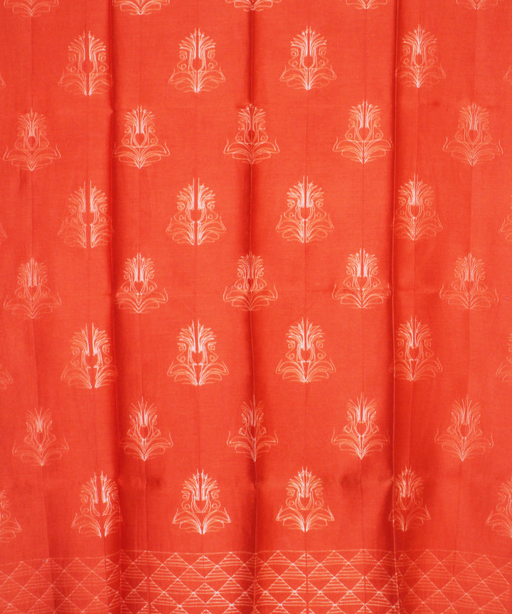 Orange handwoven cotton silk shibori kurta material